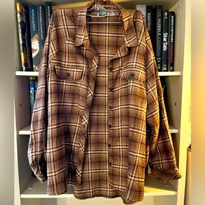 Brown/Tan Plaid Button Up Flannel